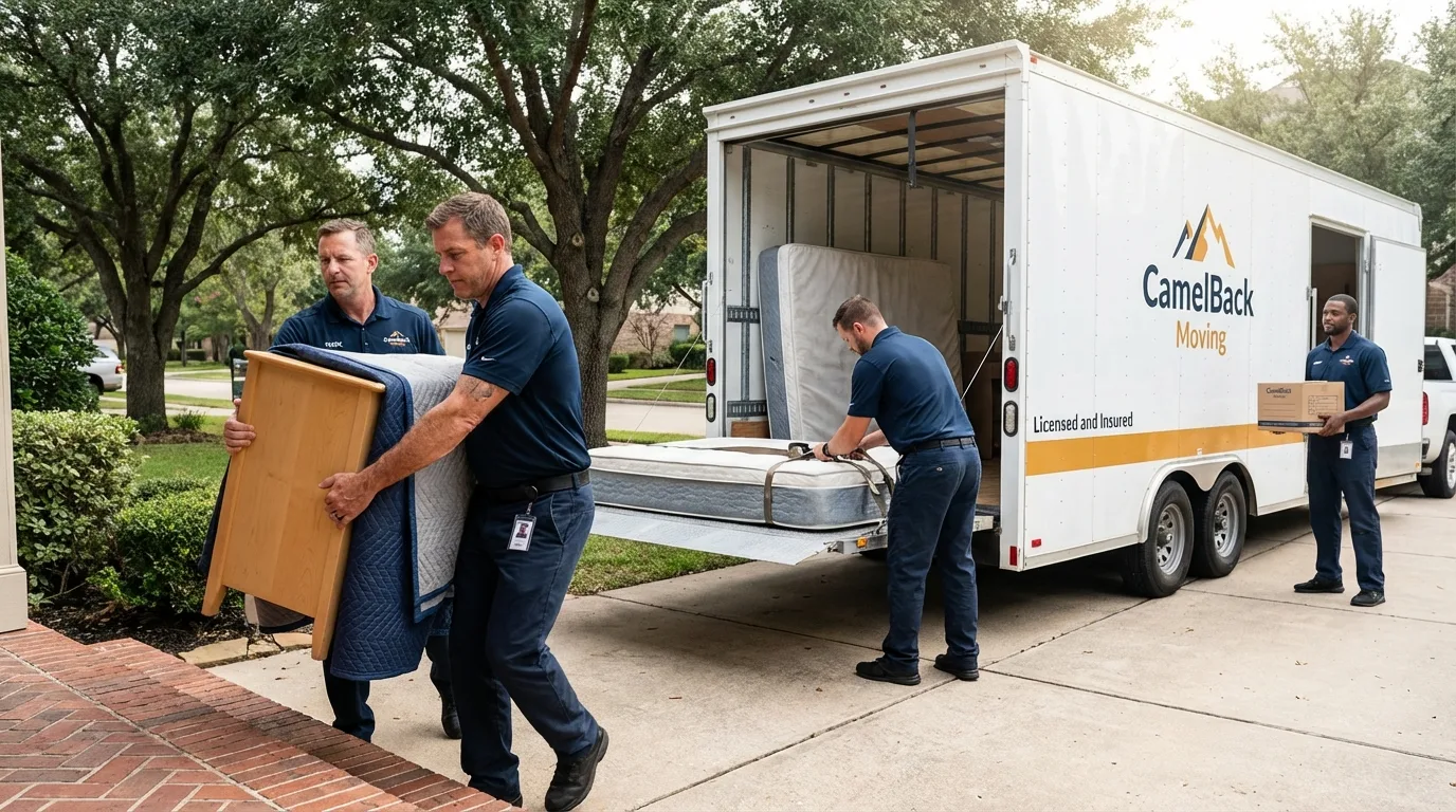 Crew loading residential truck for cross-state move from Bowling Green, VA